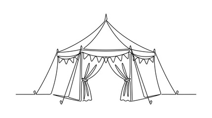 Continuous line drawing of a circus tent on white background © Joyo