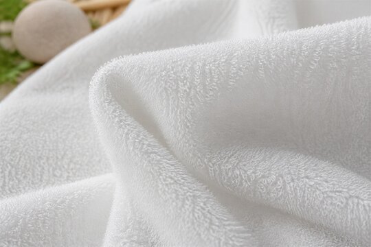 White towel draped showing soft textured fabric on surface