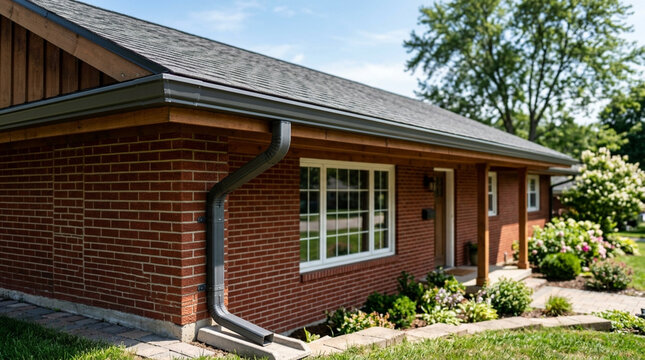 Charming suburban brick house with lush garden and well-maintained exterior showcasing a cozy residential setting