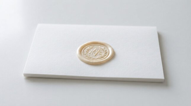 Minimalist Pale Wax Seal On Paper