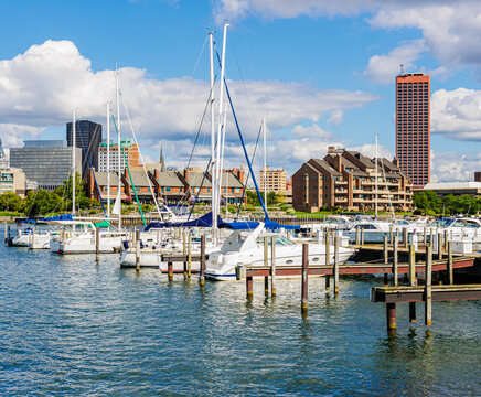 Boats Moored at The Erie Basin Harbor ,Buffalo, New York, USA