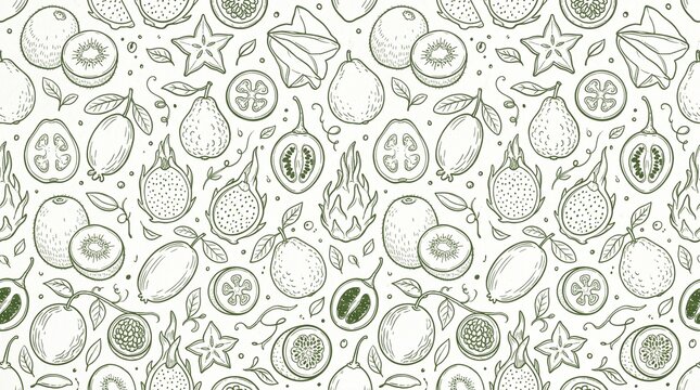Minimalist green avocado and citrus fruit pattern for modern branding and design