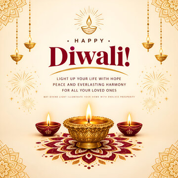 Traditional Diwali Greeting Poster With Golden Mandala Accents
