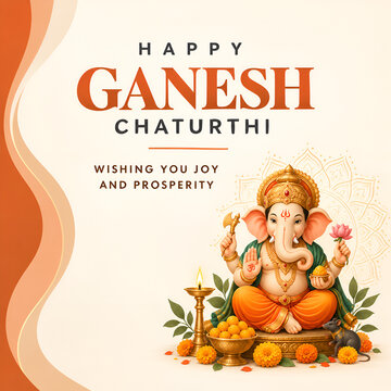 Happy Ganesh Chaturthi Minimalist Terracotta Festival Poster
