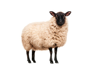Obraz premium Isolated studio shot of a black-faced sheep with fluffy wool