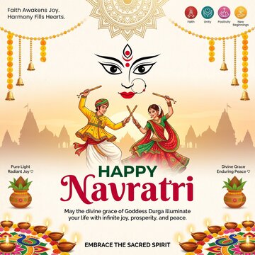 Happy Navratri Goddess Durga Garba Festival Poster Template
