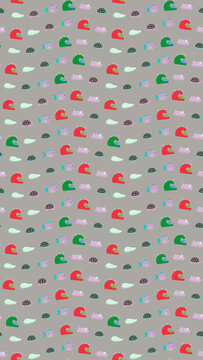 Cartoon sea creatures and boats pattern