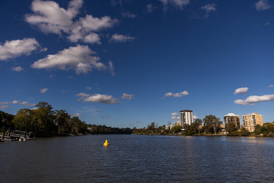 view along the Brisbane River between St Lucia and West End