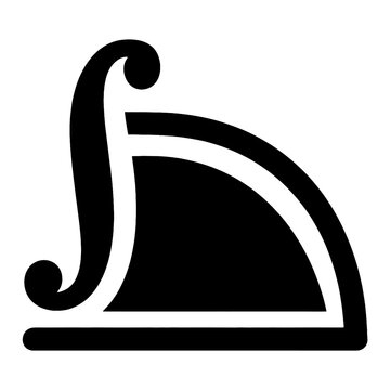Integral symbol above the area under a curve shape, flat vector illustration for calculus education
