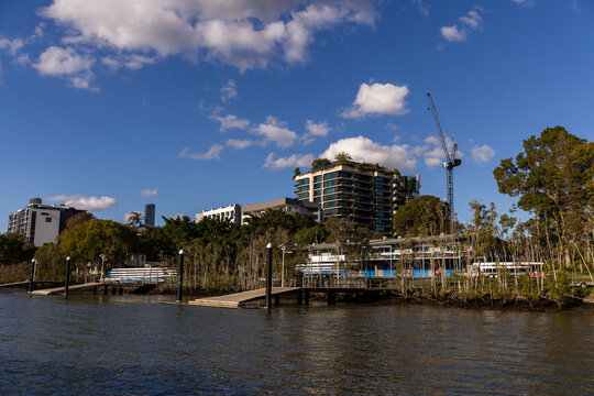 rowing sheds and ramps into the Brisbane River
