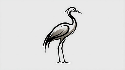 Fototapeta premium Black Crowned Crane and Heron Bird Wildlife Portrait on Dark Background, Elegant Feathered Water Bird Nature and Fauna Illustration with Deta