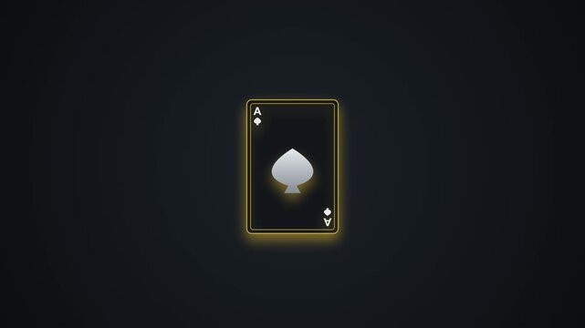 A premium seamless loop motion graphics animation featuring minimalist playing cards that dynamically fly into a geometric spade formation, followed by a synchronized 3D flip that merges them into a s