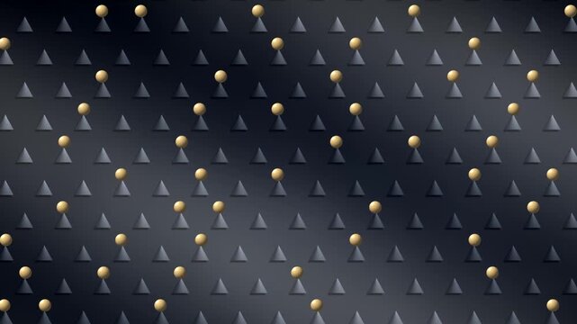 Balls Bouncing Down A Staggered Cone Peg Board With Mechanical Impact Rings, Seamless Loop in vibrant slate tones