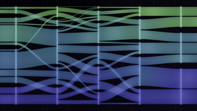 Abstract Sankey Diagram Ribbons Branching Between Layered Nodes Data Flow Visualization Seamless Loop in calm violet tones