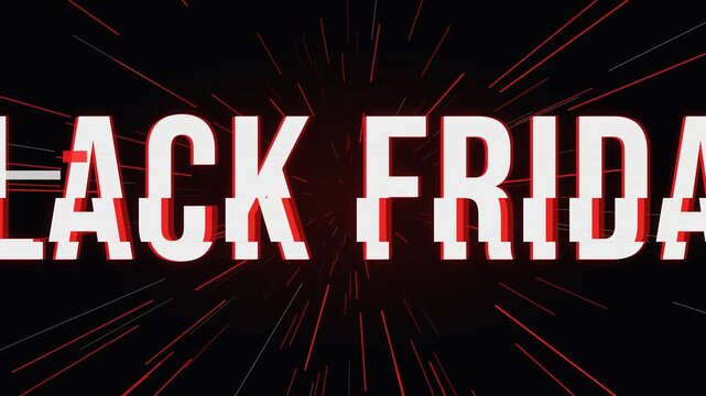 Black Friday Glitch Text Red Light Burst Animation
