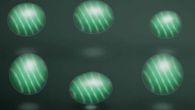 Soft Body Jelly Blobs Drop Land Squash and Ring With Refracted Inner Light Seamless Loop in rich mint tones