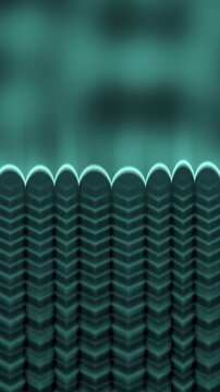 Directional Solidification Front With Columnar Dendrites And Convecting Melt, Seamless Loop in subtle green tones vertical 9:16