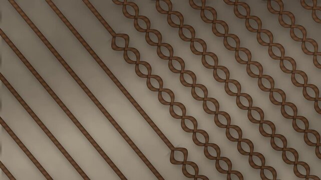 Thick Yarn Crochet Chain Rows Unravel And Knit Back Stitch By Stitch, Mechanical Seamless Loop in calm linen tones
