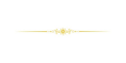 Elegant golden floral divider with ornate swirls and dots isolated on transparent background © TawfikStock