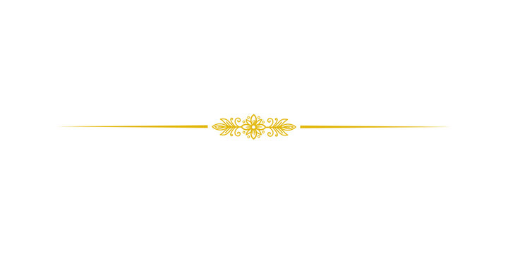 Elegant golden floral decorative divider isolated on transparent background