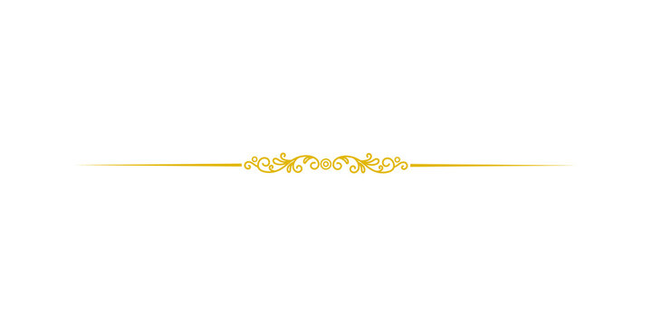 Elegant golden decorative divider with ornate filigree swirls isolated on transparent background