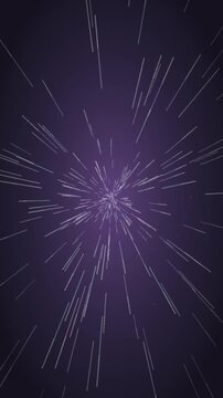 Warp speed hyperspace starfield flight seamless loop in deep violet tones vertical 9:16