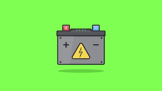 Automotive lead acid battery charging progress animation showing energy capacity increase