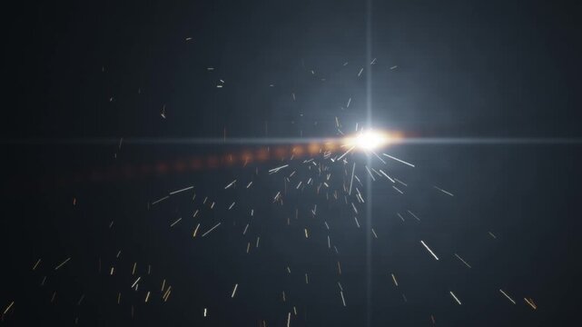 Welding Arc Spraying Hot Sparks from a Molten Metal Seam Seamless Loop in deep blue tones