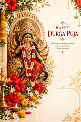 Fototapeta premium Decorated goddess durga for durga puja with hindu festival durga maa indian culture