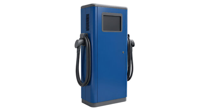 Blue Charging Station with Cables on Both Sides