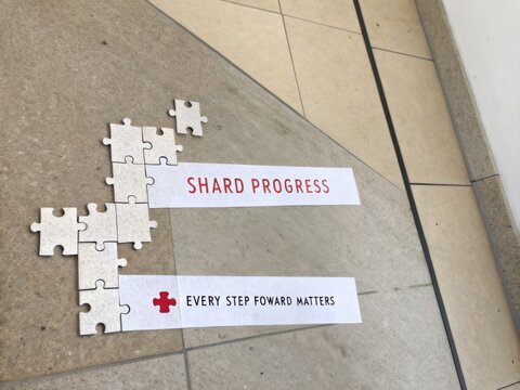 Puzzle Pieces Forming a Path with Motivational Messages