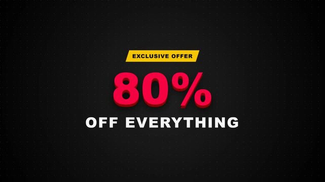 Exclusive eighty percent offer displayed on a dark graphic