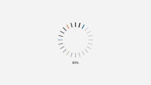 Minimalist Circular Loading Spinner Animation With Percentage Counter on White Background.