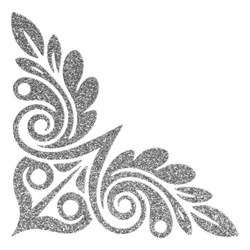Silver Glitter Decorative Leaves Corner