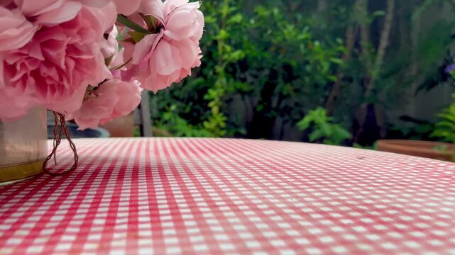 Empty table in garden