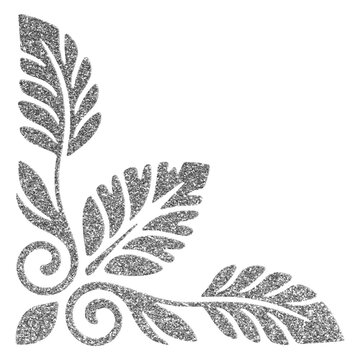 Silver Glitter Decorative Leaves Corner