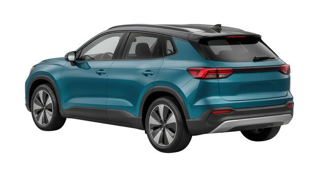 Teal SUV in Rear Three Quarter View