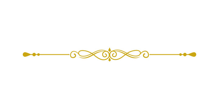 Elegant gold vintage decorative divider isolated on transparent background