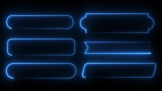 Neon frame, border. Futuristic HUD rounded frame with neon digital interface panel. Cyber UI screen element with glowing border for technology overlay. Sci fi HUD frame with clean copy space.4k video