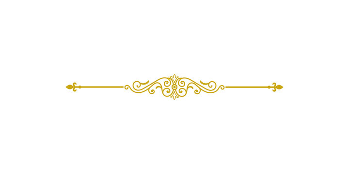 Elegant gold vintage decorative divider isolated on transparent background