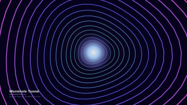 Wormhole Spacetime Corridor Tunnel with Glowing Singularity on Dark Background