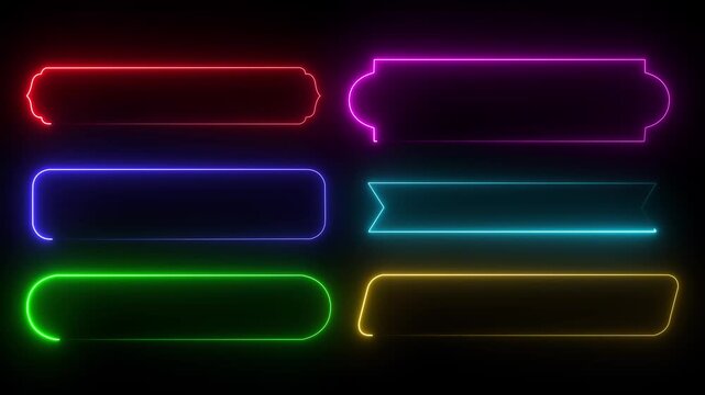 Neon frame, border. Futuristic HUD rounded frame with neon digital interface panel. Cyber UI screen element with glowing border for technology overlay. Sci fi HUD frame with clean copy space.4k video