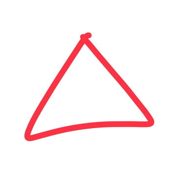 Hand drawn red triangle mark. Simple grading symbol isolated on white background.