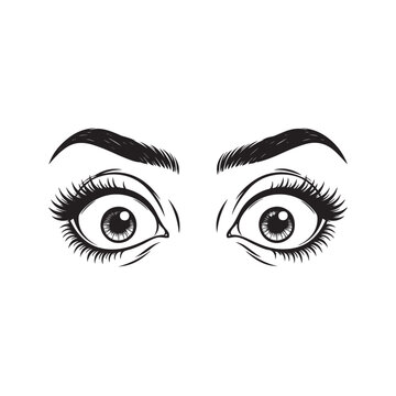 drawing of wide, staring eyes, as if startled by something.