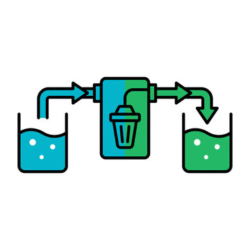Water Filtration System Process Diagram Vector Illustration