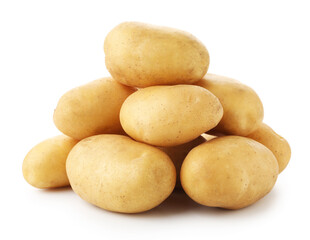 Obraz premium Pile of ripe young potatoes isolated on white