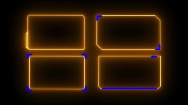 Square rectangle picture border with neon line. footage video effect seamless loop. 4K