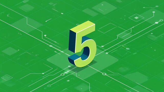 Isometric 3d countdown numbers animation with digital tech effects