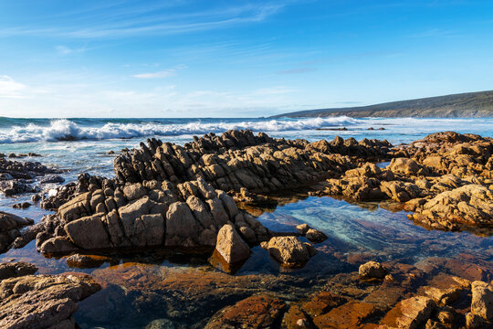 Ocean Waves Crashing Onto Yallingup Beach Reef