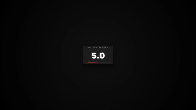 Countdown timer digital clock interface displaying numbers counting down on a dark minimal screen with a progress bar and modern futuristic design elements for video editing and motion graphics